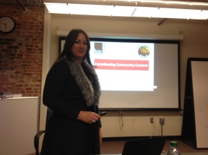 Michelle Rogers, managing editor of Heritage Media West, leads a workshop at the Community Media Lab.